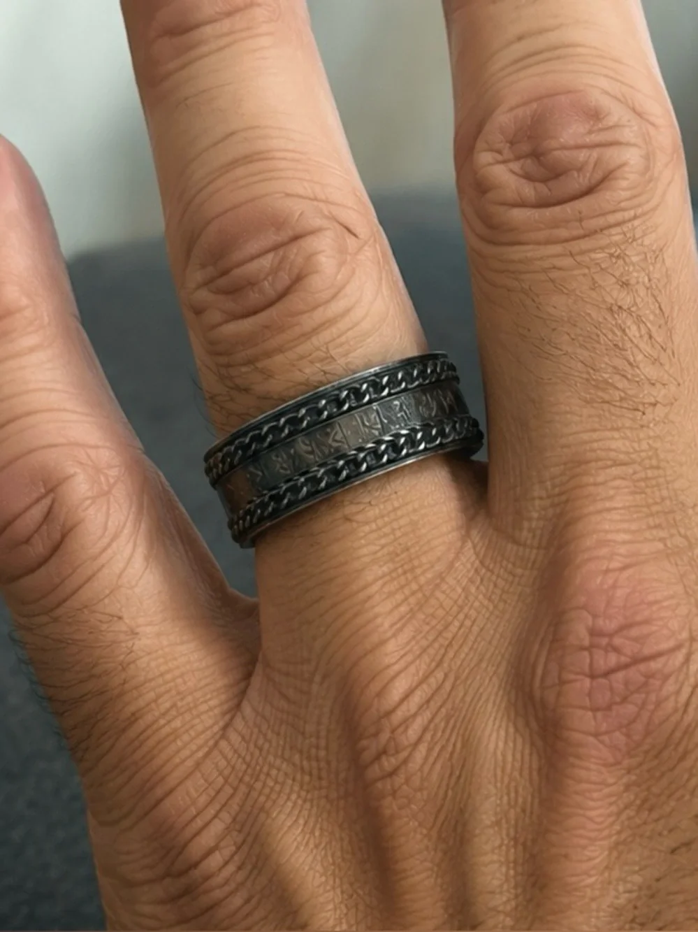 Stainless steel rune ring size 11